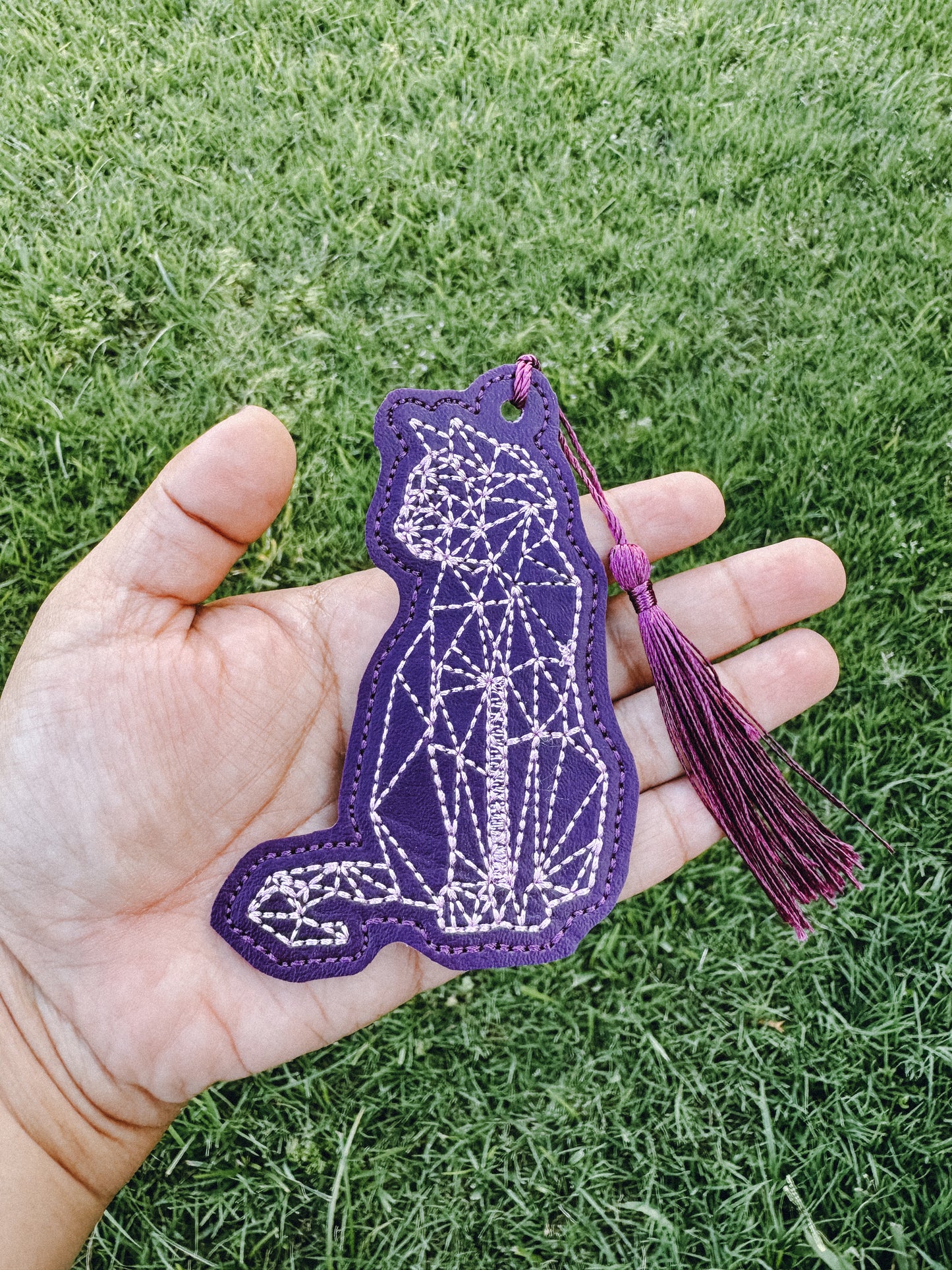 Geometric Cat (Purple) Vinyl Bookmark