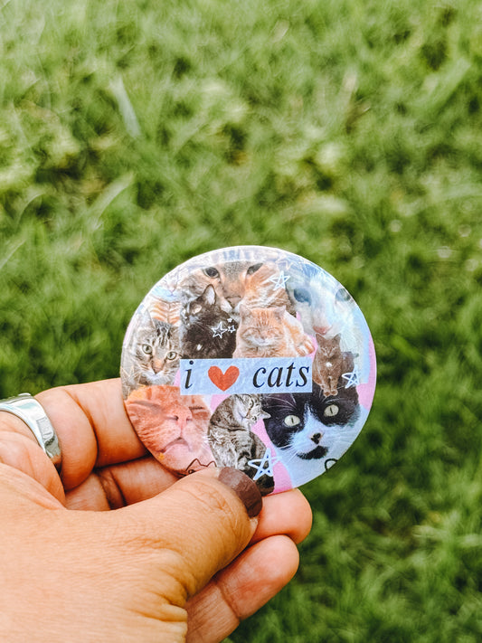 I Heart Cats Button Pin